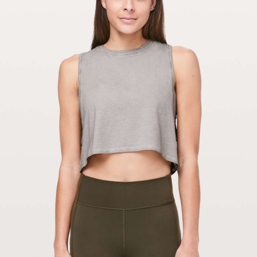 Lululemon crop grey tank *washed/fade - Picture 3 of 7